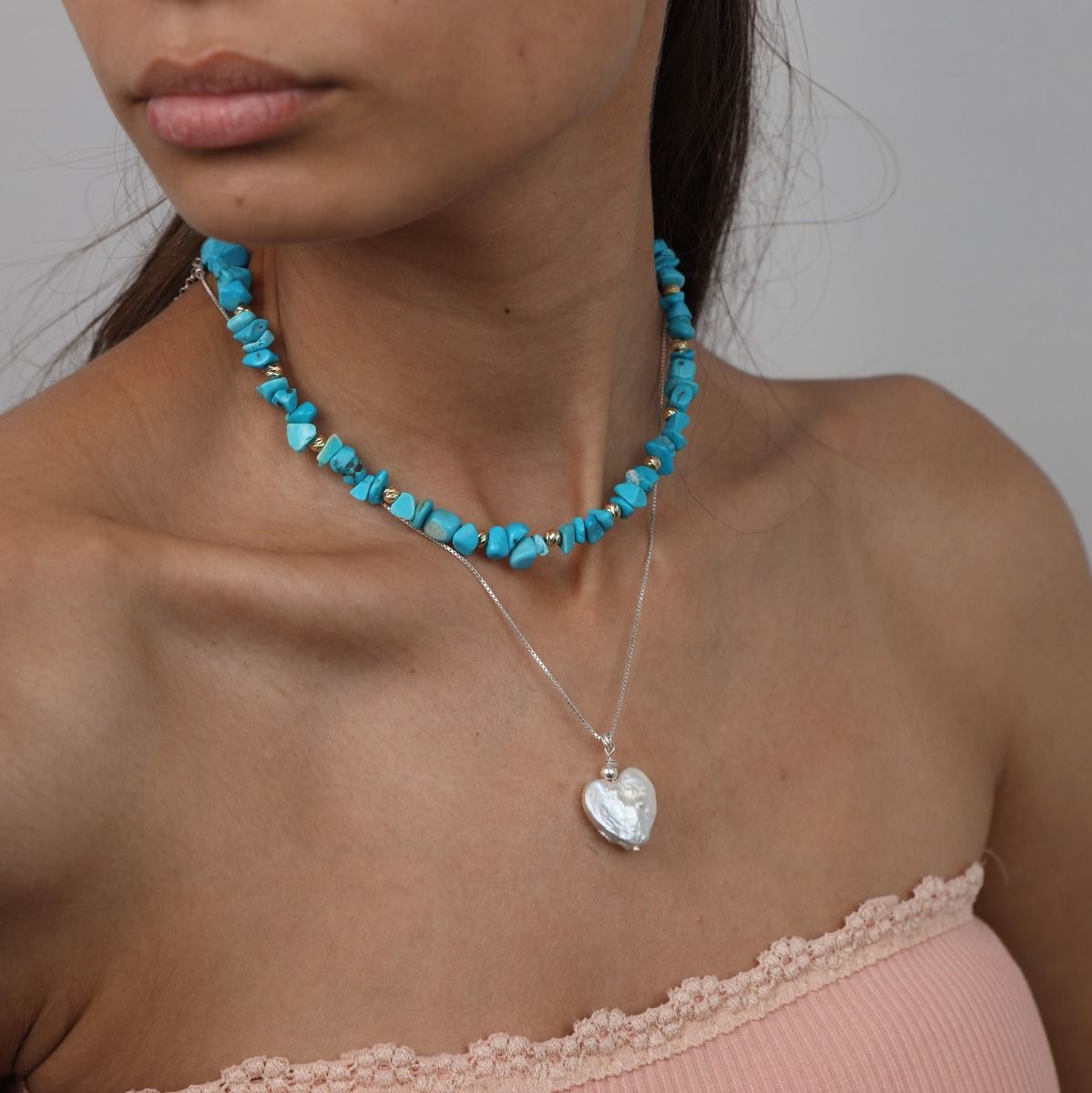 Turquoise Necklace - Blue Howlite Stones by Talisa