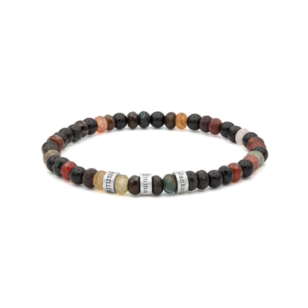Bracelet Agate avec Noms pour Femme - Argent 925