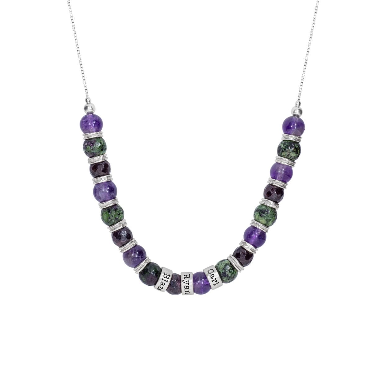 Collier Chemin Améthyste avec Noms [Argent 925]