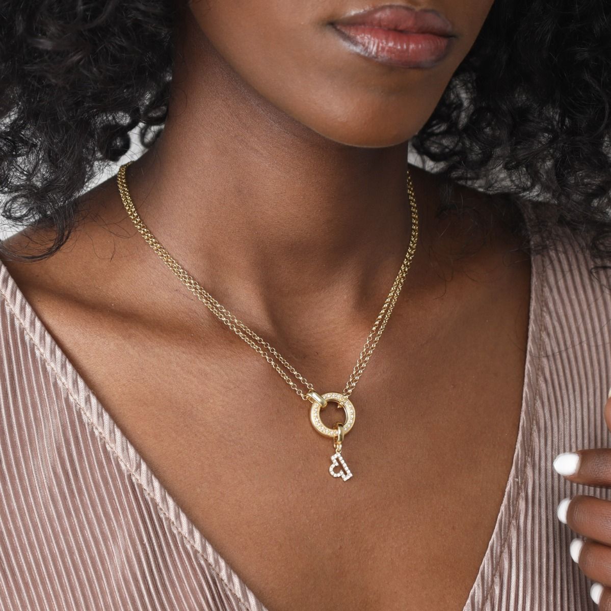 Anna Double Layer Crystal Necklace [18K Gold Plated] - with Zodiac Signs
