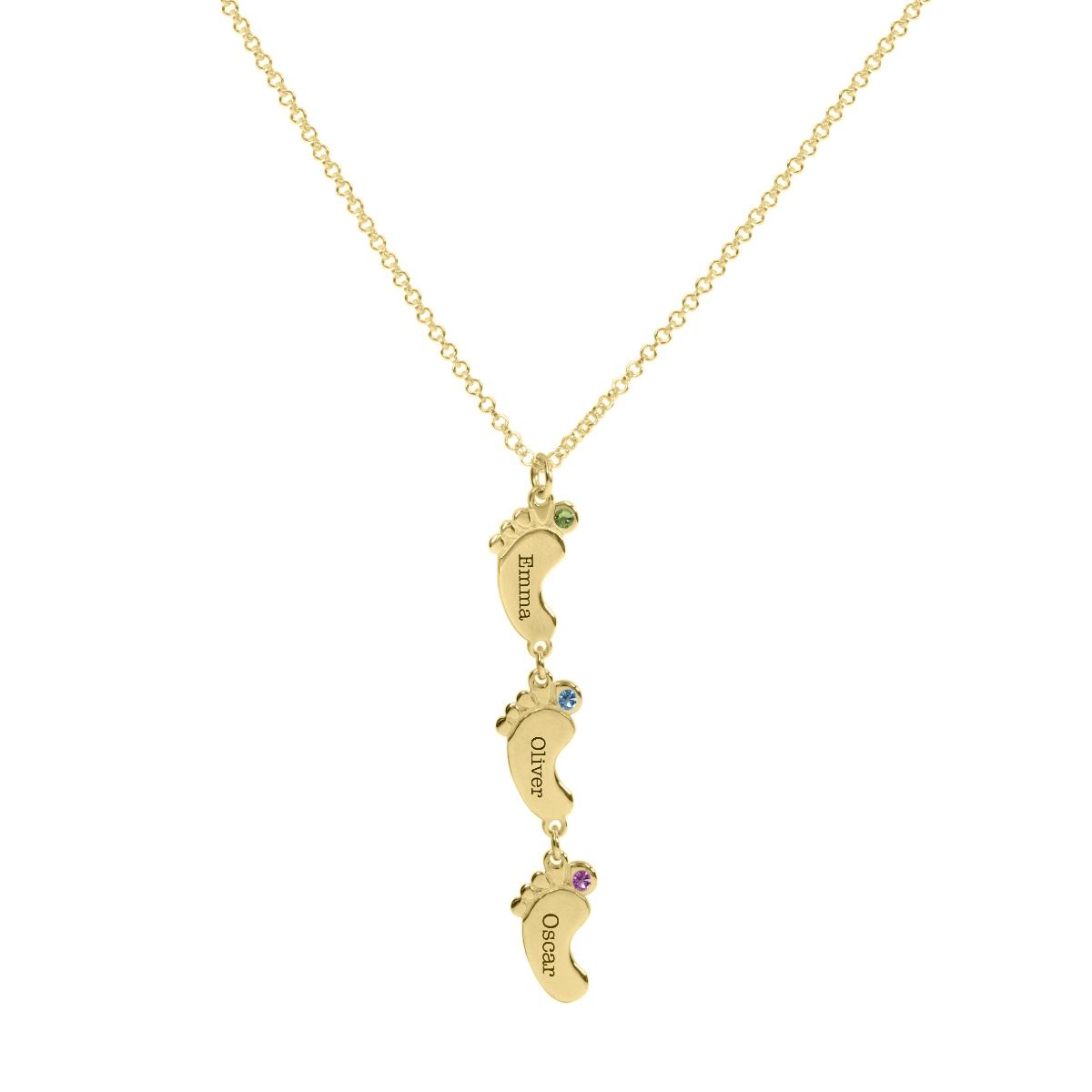 Family Path Name and Birthstone Necklace [18K Gold Plated] 