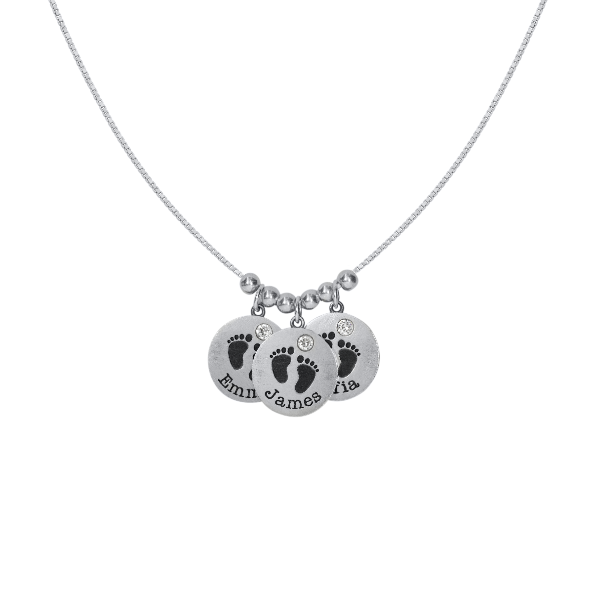Fußabdrücke meiner Familie Kette mit Namen [Sterlingsilber]