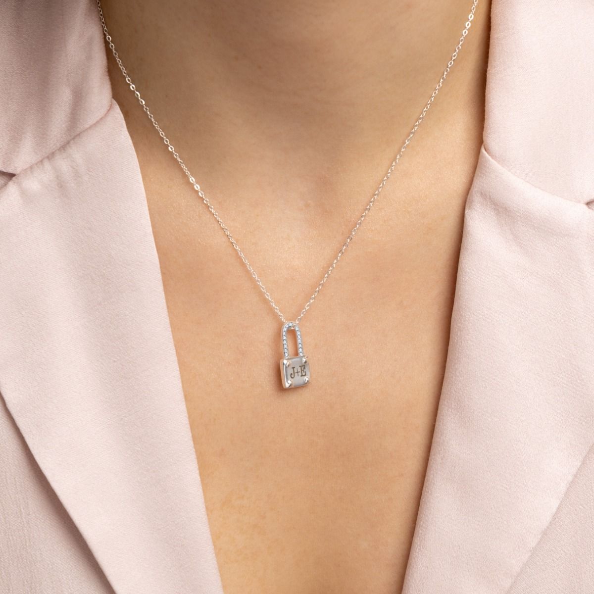 Liebevolle Schloß Kette mit Initialen [Sterlingsilber]