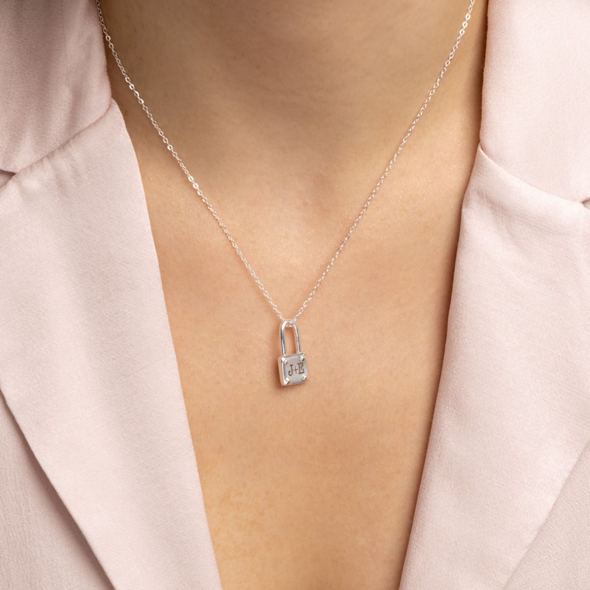 Beloved Initials Lock Necklace [Sterling Silver]