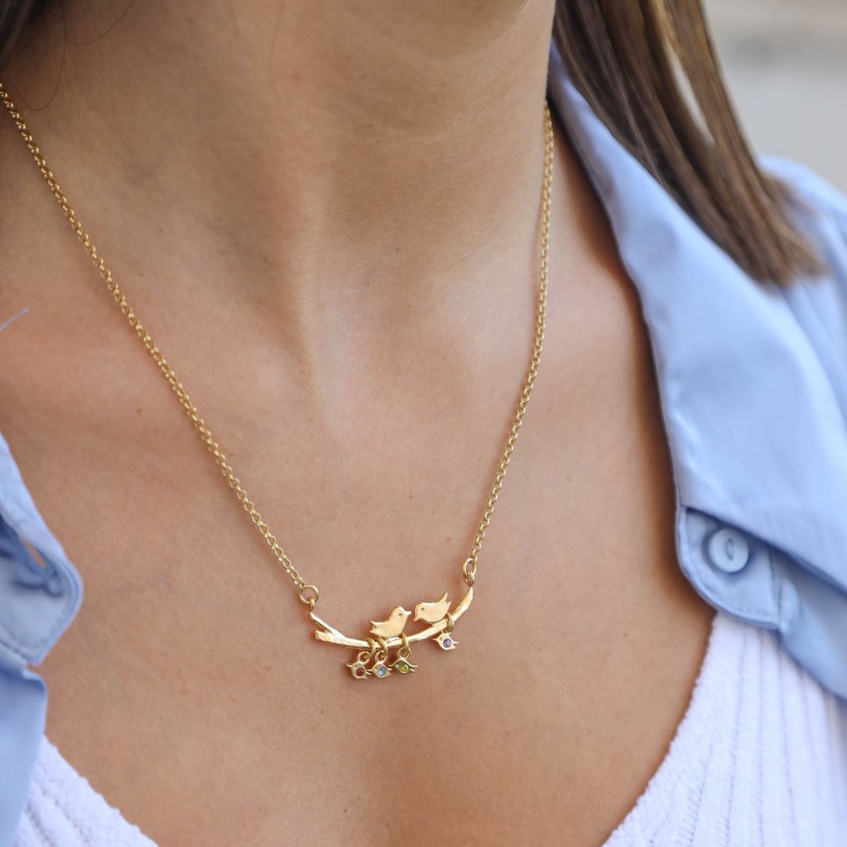 Cherished Family Birthstone Necklace [Gold Plated]