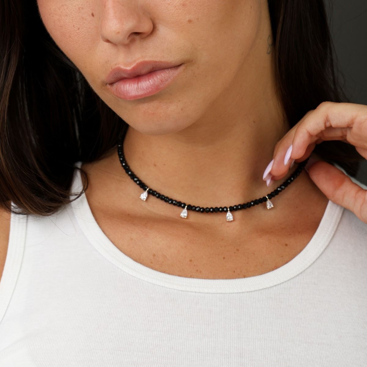 Black Spinel Necklace - Crystal Necklace for Women by Talisa