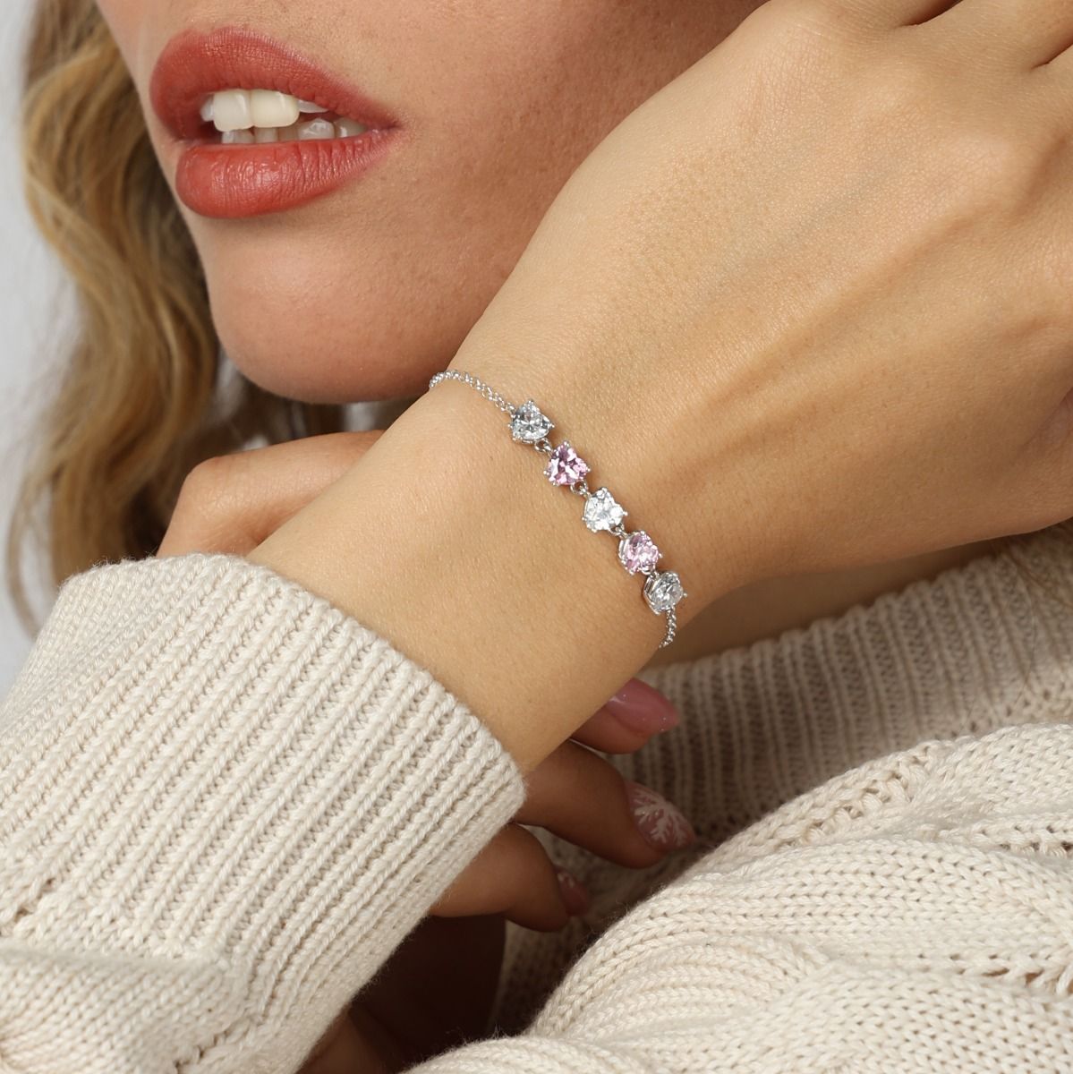 Talisa Hearts Birthstone Bracelet [Sterling Silver]