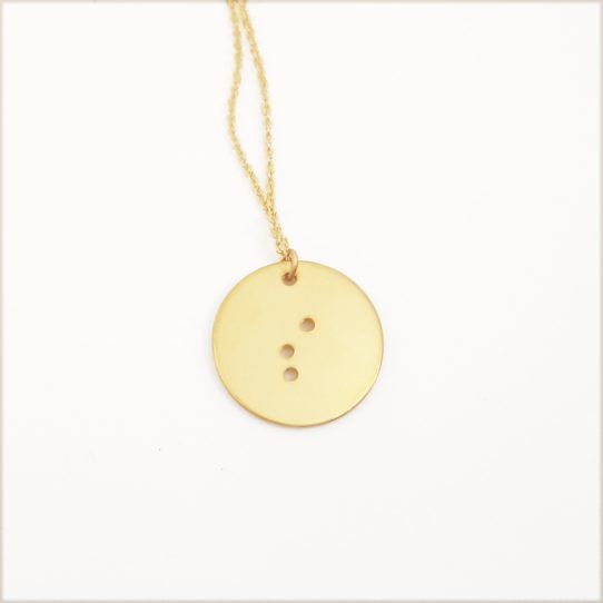 Classic Round Initial Braille Necklace - Gold Plated