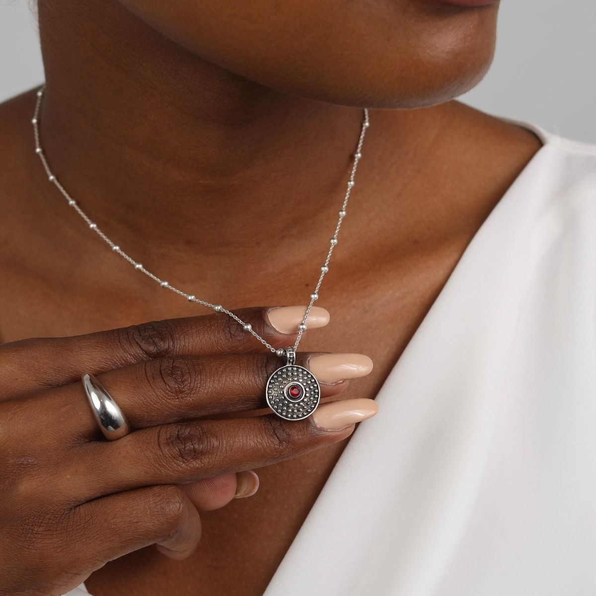 Collier Œil du Taureau avec Pierre de Naissance [Argent 925]