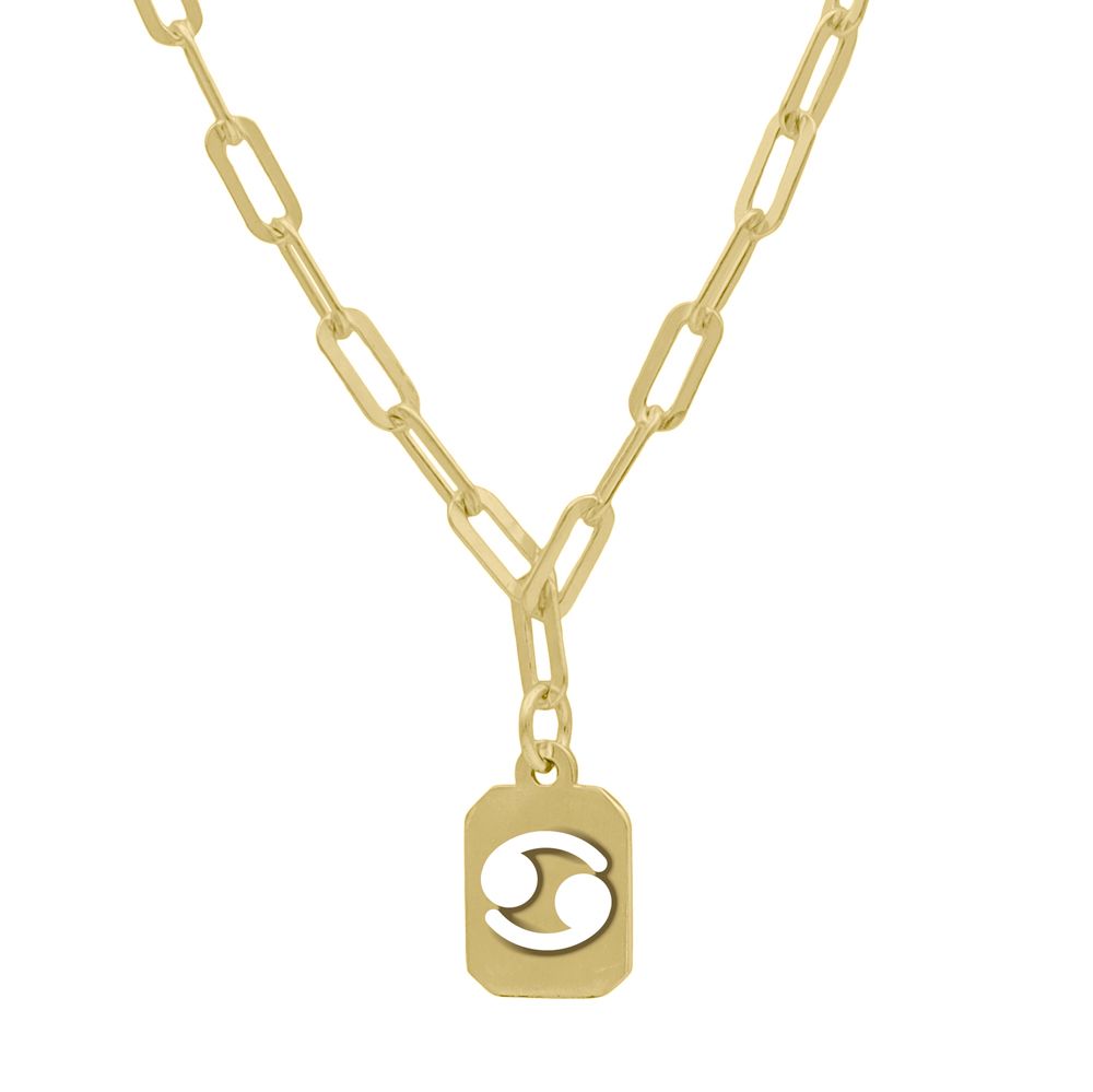Collier Cancer - Signe du Zodiaque avec Chaîne à Trombones [Vermeil 18ct]