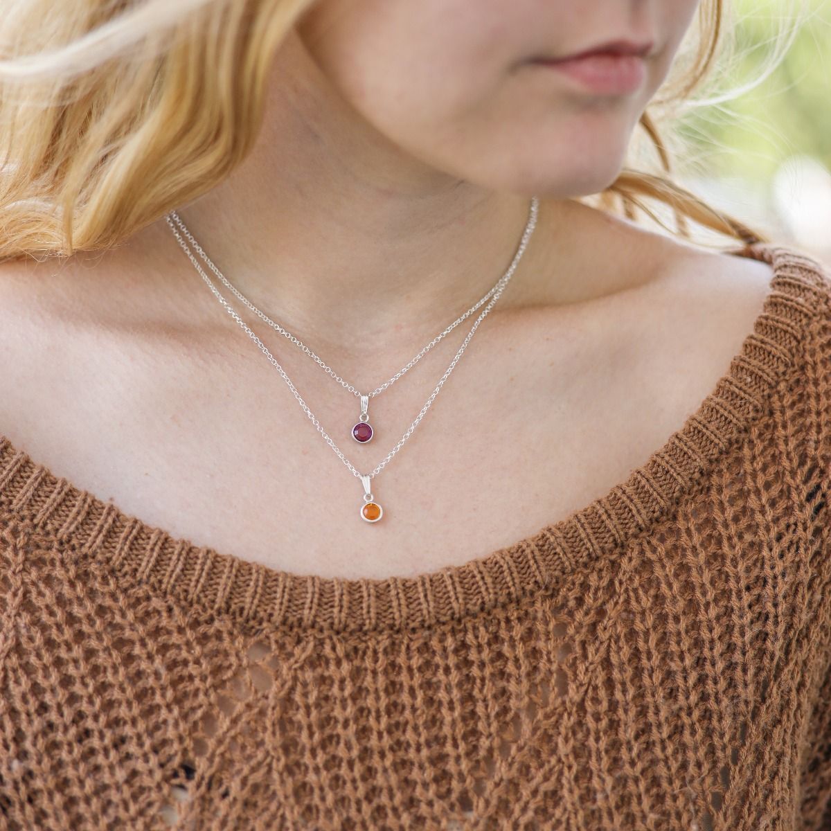 Stackable Birthstone Necklace in Sterling Silver - Talisa