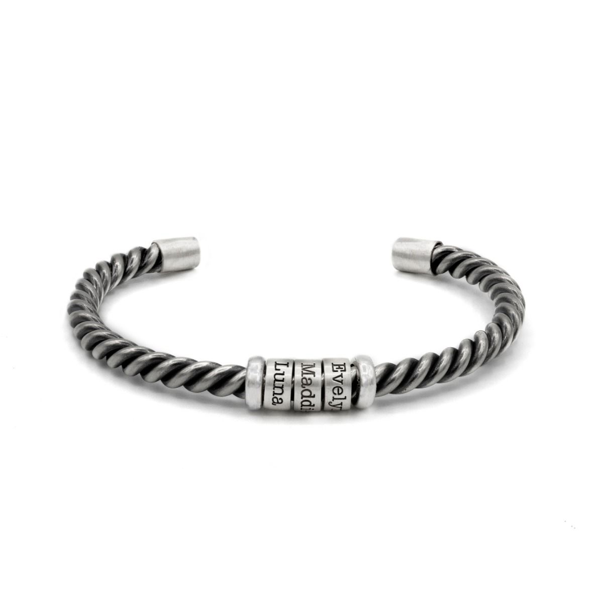 Keltisches Herrenarmband mit Gravur - Geschwärztes Silber