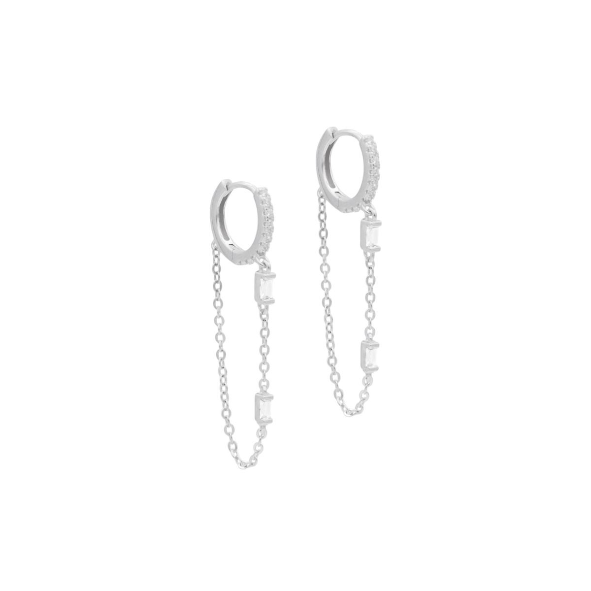 Rose Ribbon Crystal Long Chain Drop Earrings by Somese • 14k