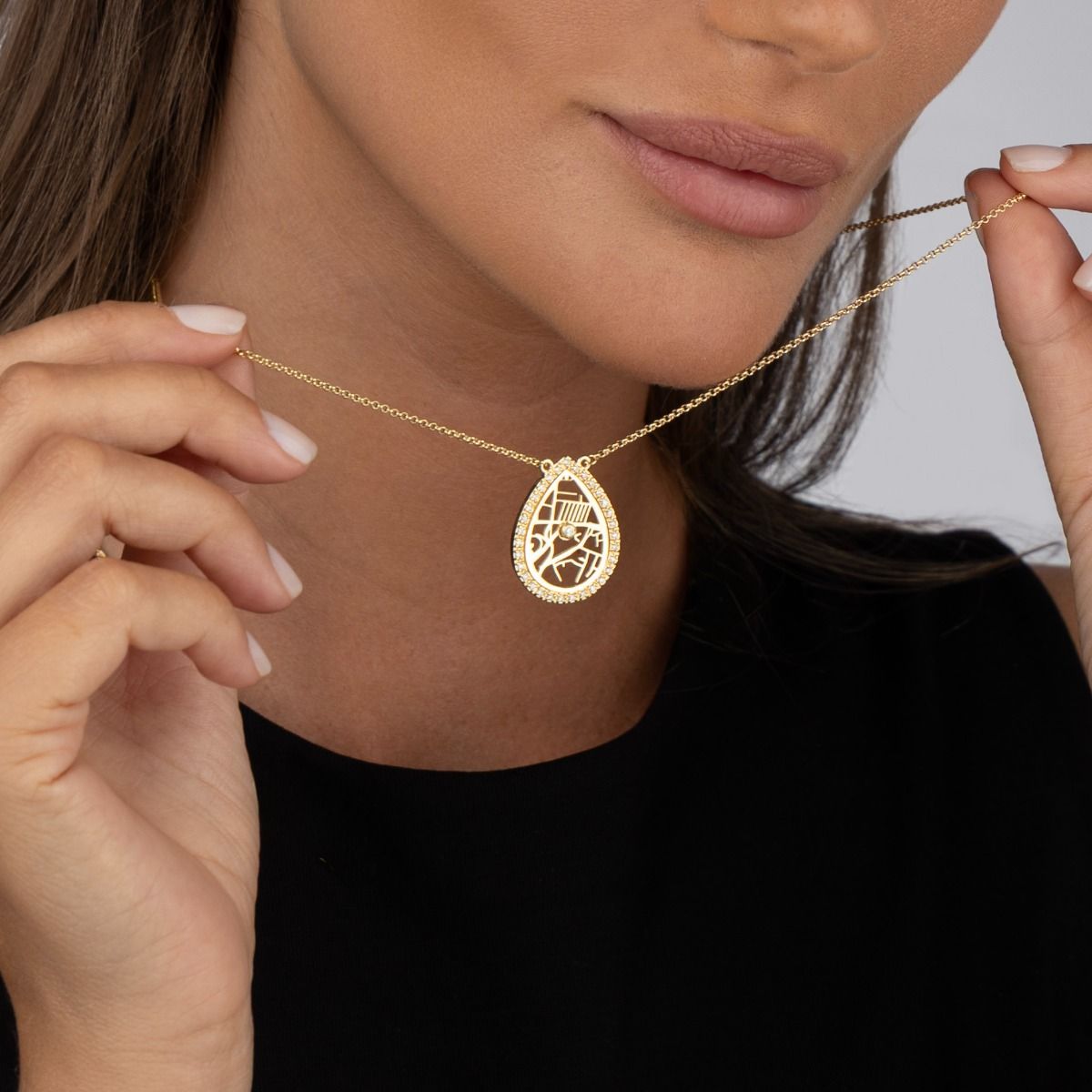 Cherished Spot Map Necklace With Diamond Frame [18K Gold Vermeil]