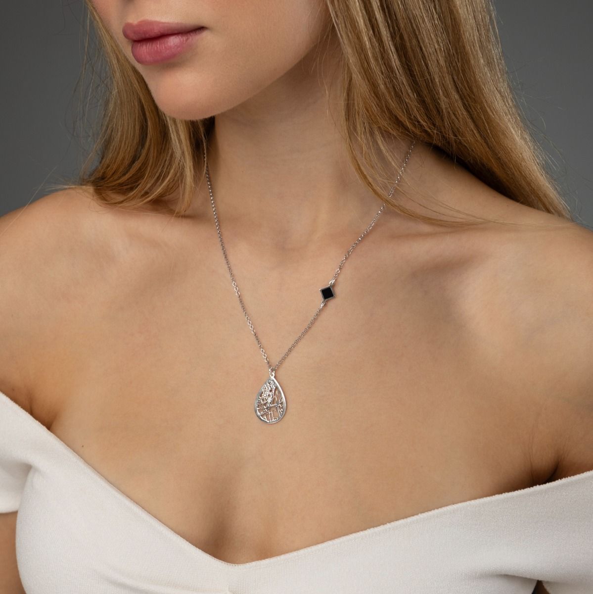 Cherished Spot Map Necklace with Nano Bible [14 Karat White Gold]