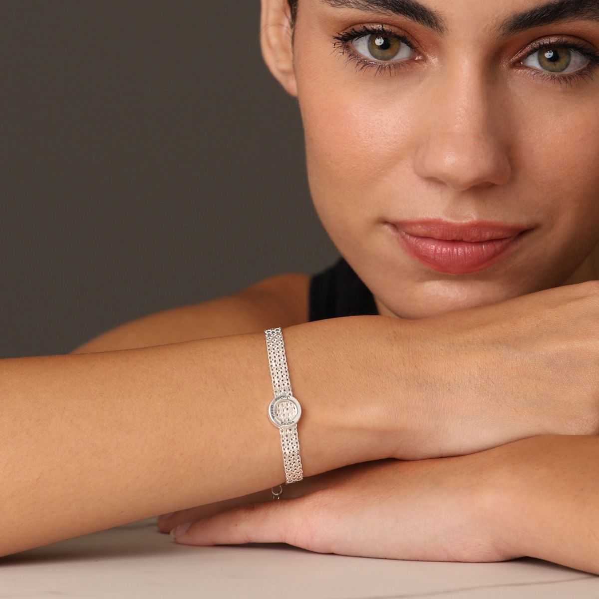 Milanaise Armband mit Gravur - Kreis Charm [Sterlingsilber]