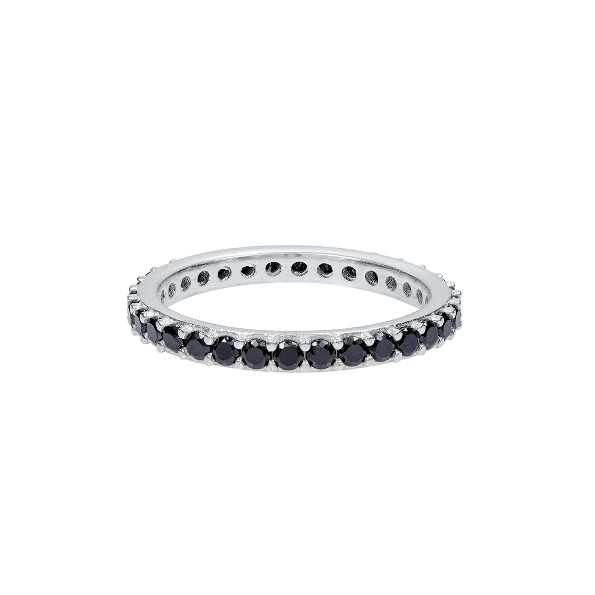 Classic Black Crystal Ring [Sterling Silver]