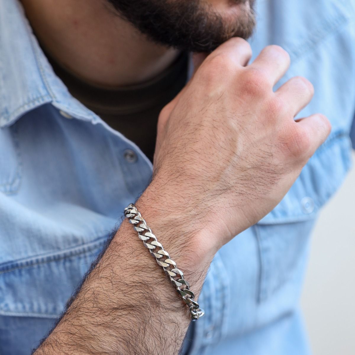 ブレスレット Classic Curb Chain Bracelet #5937 Classic Curb Chain Men Bracelet - Sterling Silver - Talisa