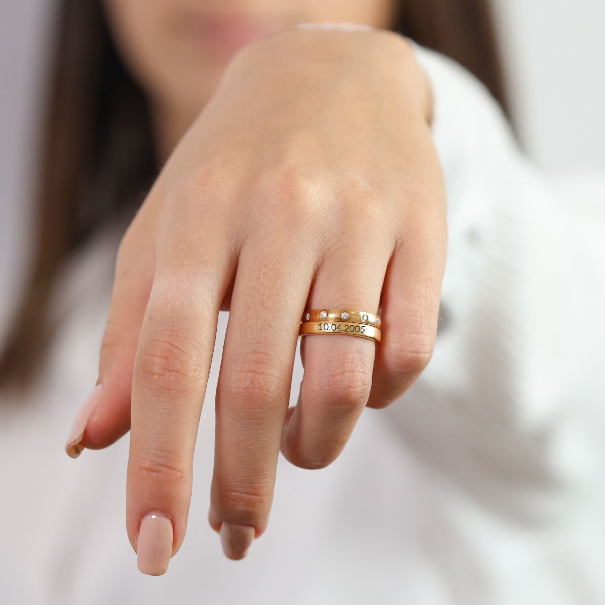 Classic Band Rings with Engraved Date (Gold Vermeil)- Talisa Jewelry