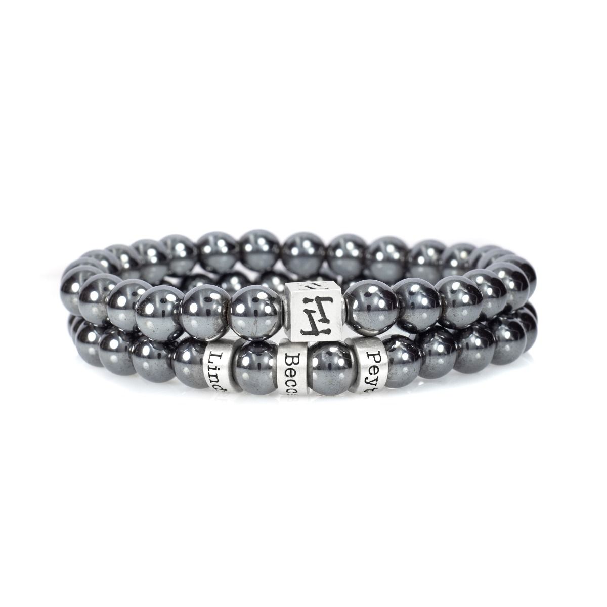 Bracelet En Hématite Pour Homme - Pierre Naturelle - Élastique Ajustable - Style Formel Ou Décontracté - Cadeau Anniversaire, Mariage - 4
