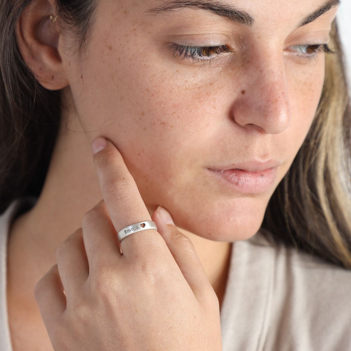 Silver Heart Ring with Name on it - Custom Rings by Talisa