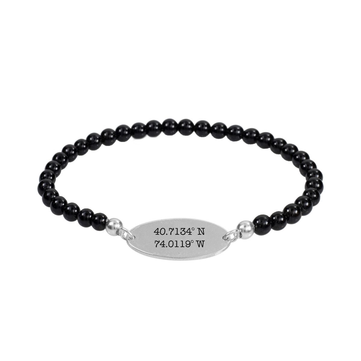 Bracelet Coordonnées Marque Claire en Onyx [Argent 925]