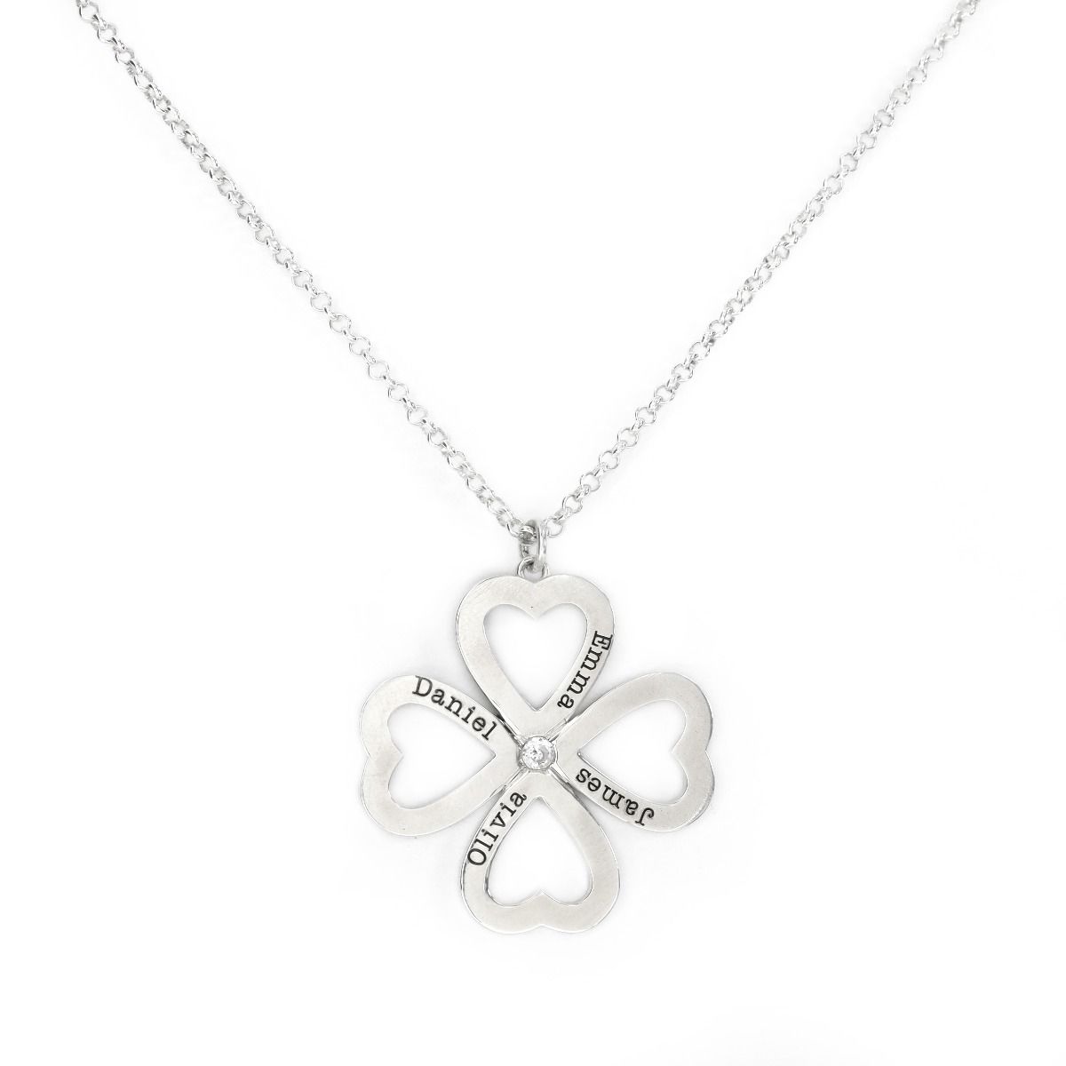 Collier Coeur-Trèfle avec Prénom [Argent 925]
