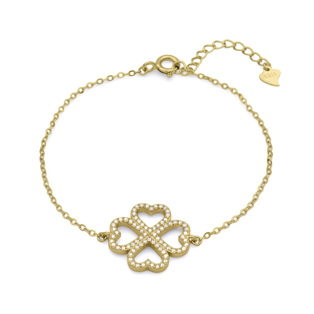 Clover Heart Shaped Bracelet Crystal by Talisa - Gold