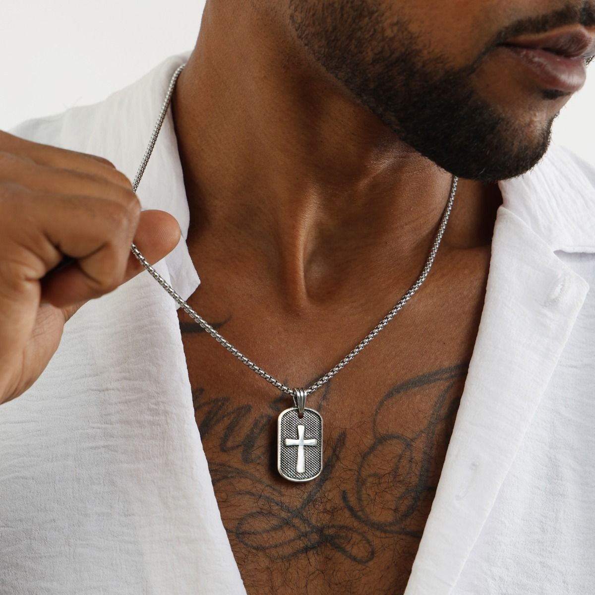 Sterling Silver Cross Personalised Cross Necklace For Him