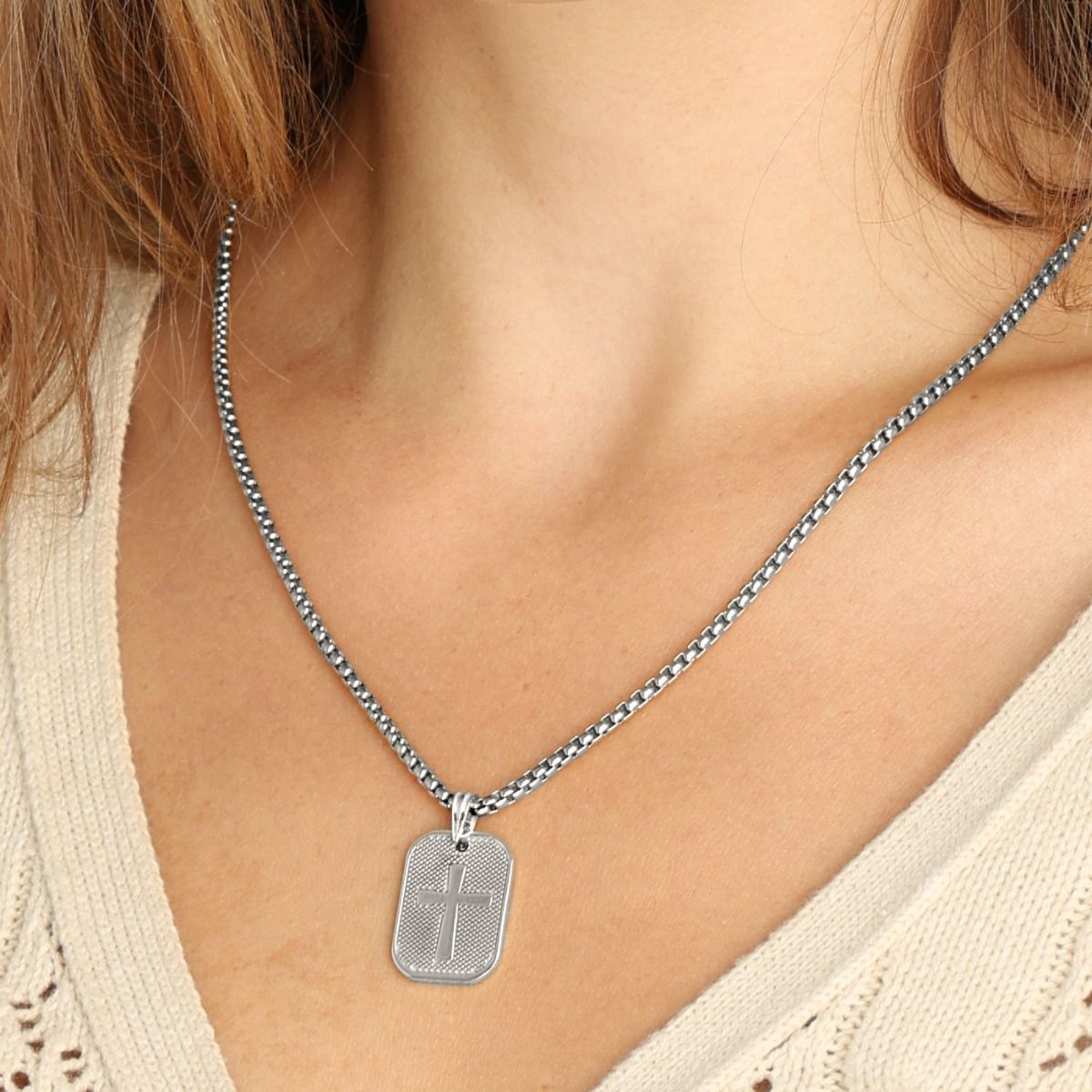 Collier Plaque Croix [Argent 925]