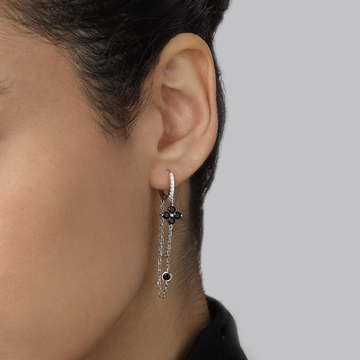 Night Allure Double Chain Hoops [Sterling Silver] 