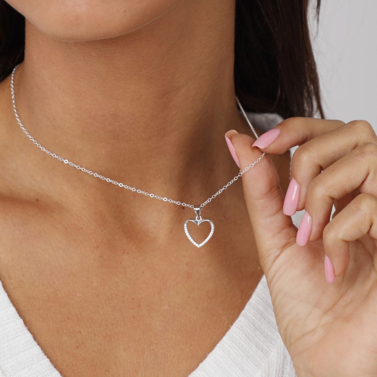 Crystal Heart Necklace [Sterling Silver]