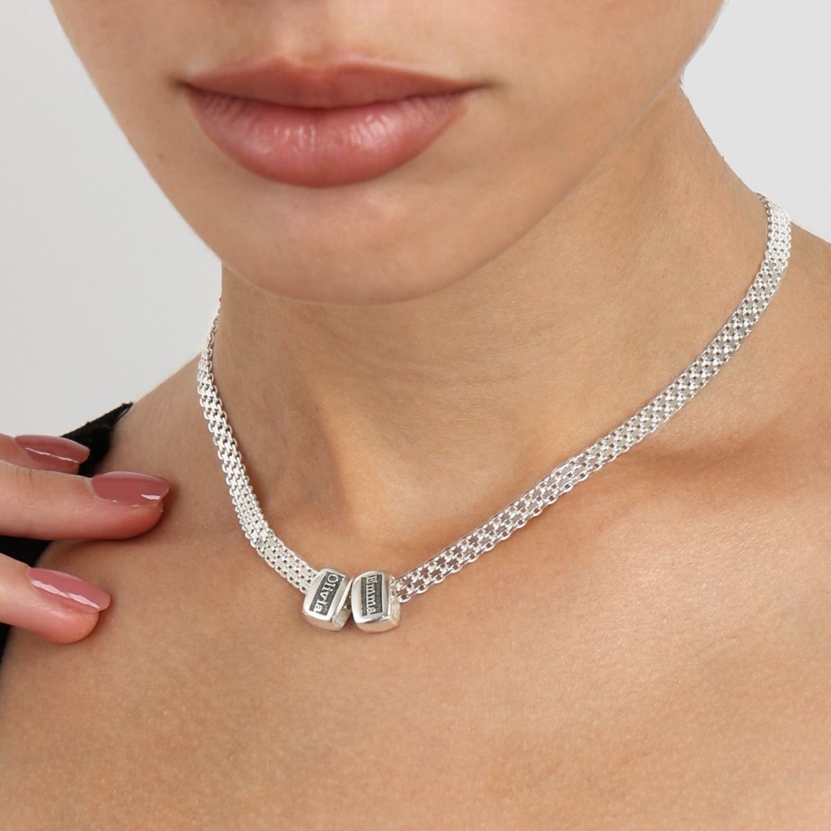 Emily Milanaise Kette mit Gravur [Sterlingsilber] 