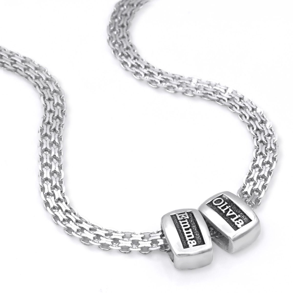 Custom Name Necklace for Her (Silver) Milanese Chain Engraved