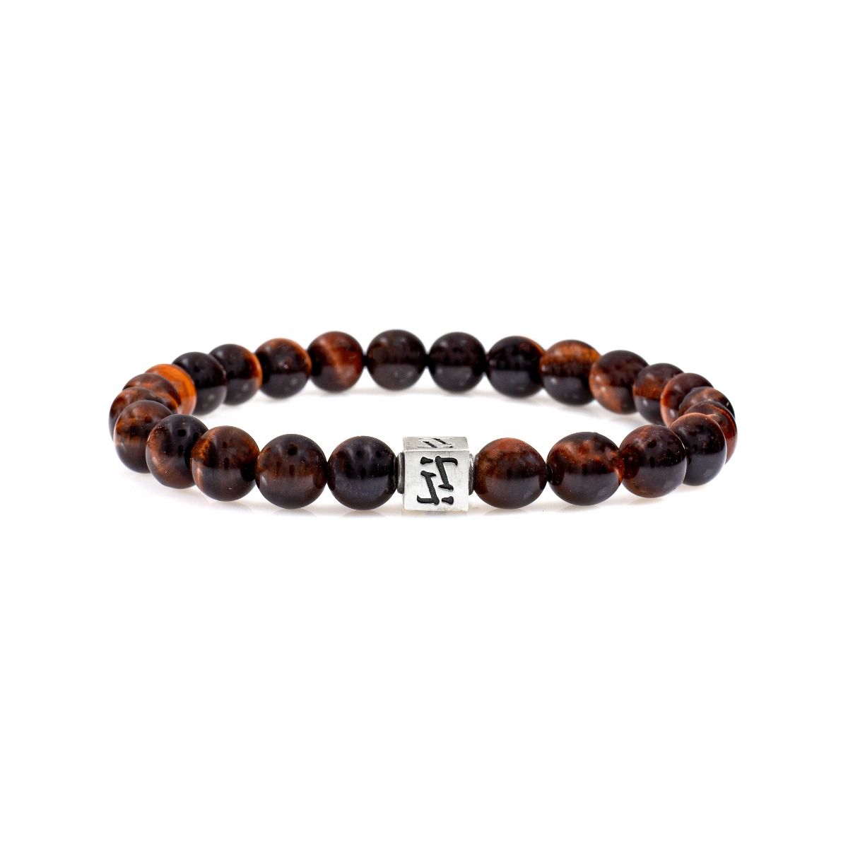 Red Tiger Eye Women Bracelet with Silver Bead