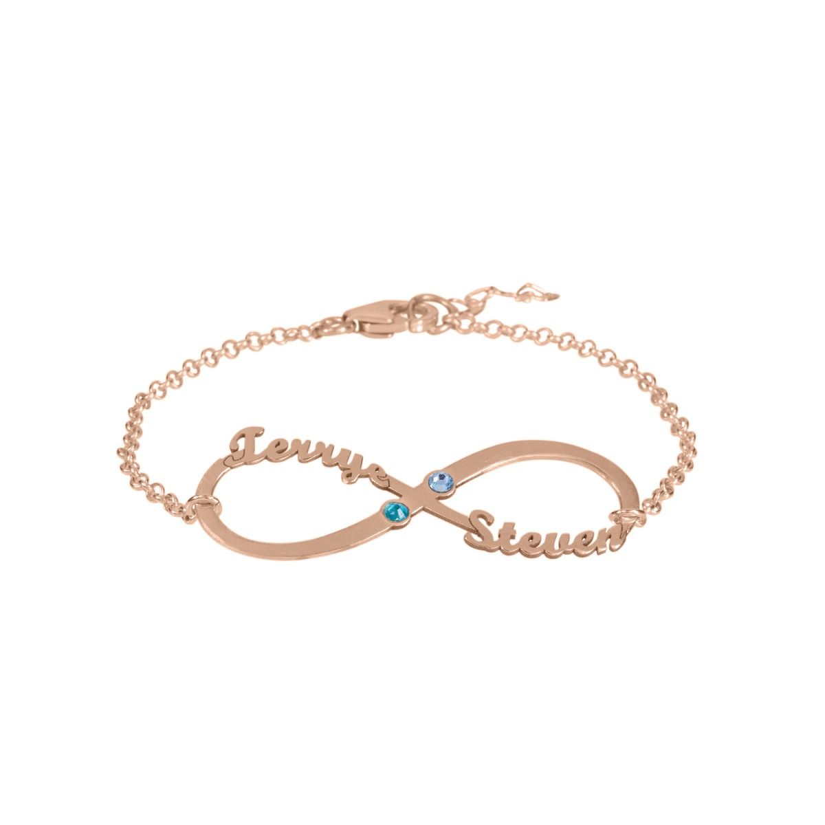 Dazzling Infinity Name and Birthstone Bracelet [18K Rose Gold Plated]