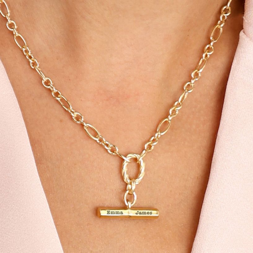 Destiny T Bar Name Necklace [18K Gold Plated]