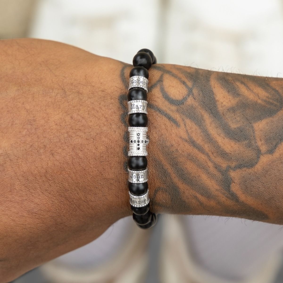 Black Onyx Name Bracelet for Men - Diamond Bracelets for Men