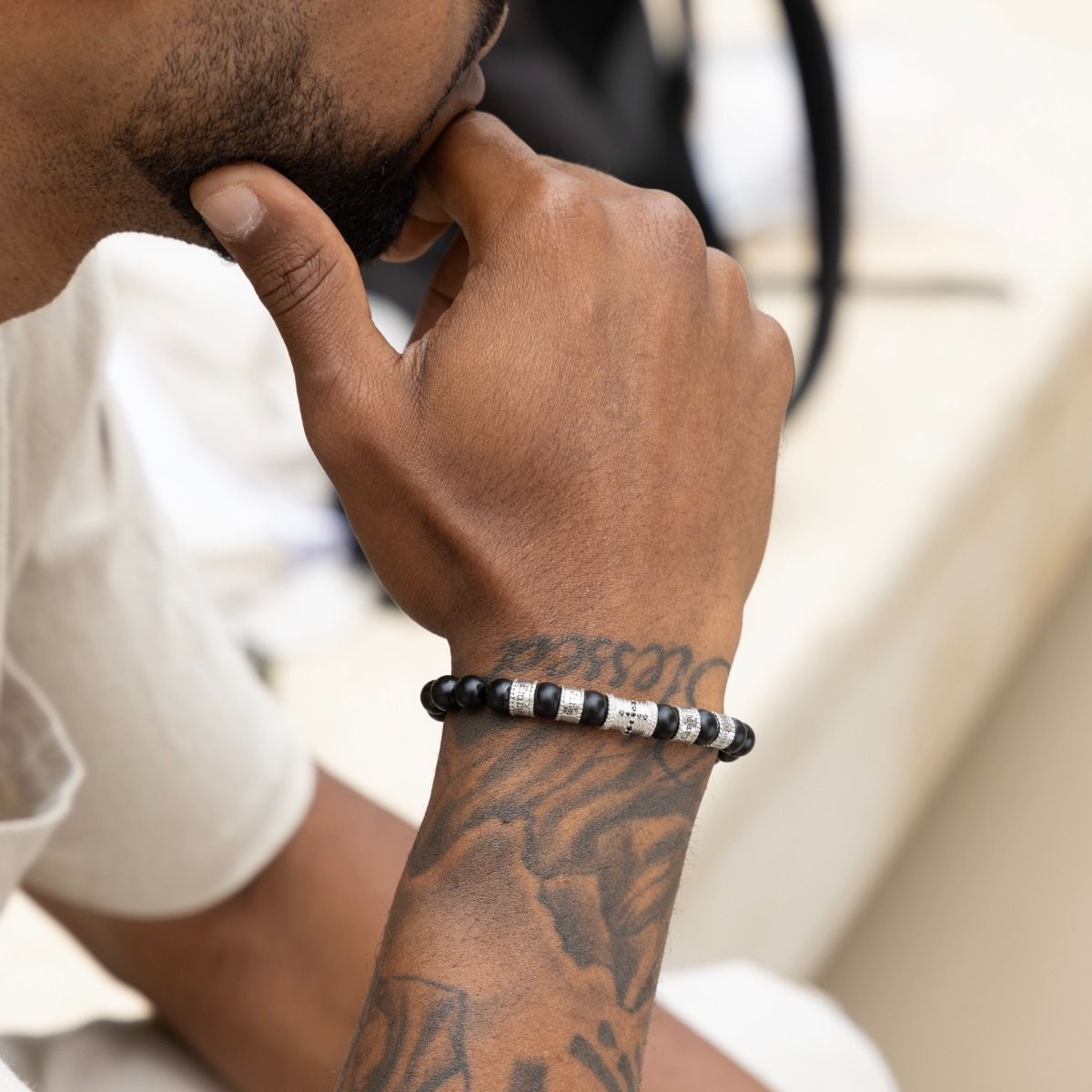 4mm Beaded Bracelet with Sterling Silver Clasp | MANSSION