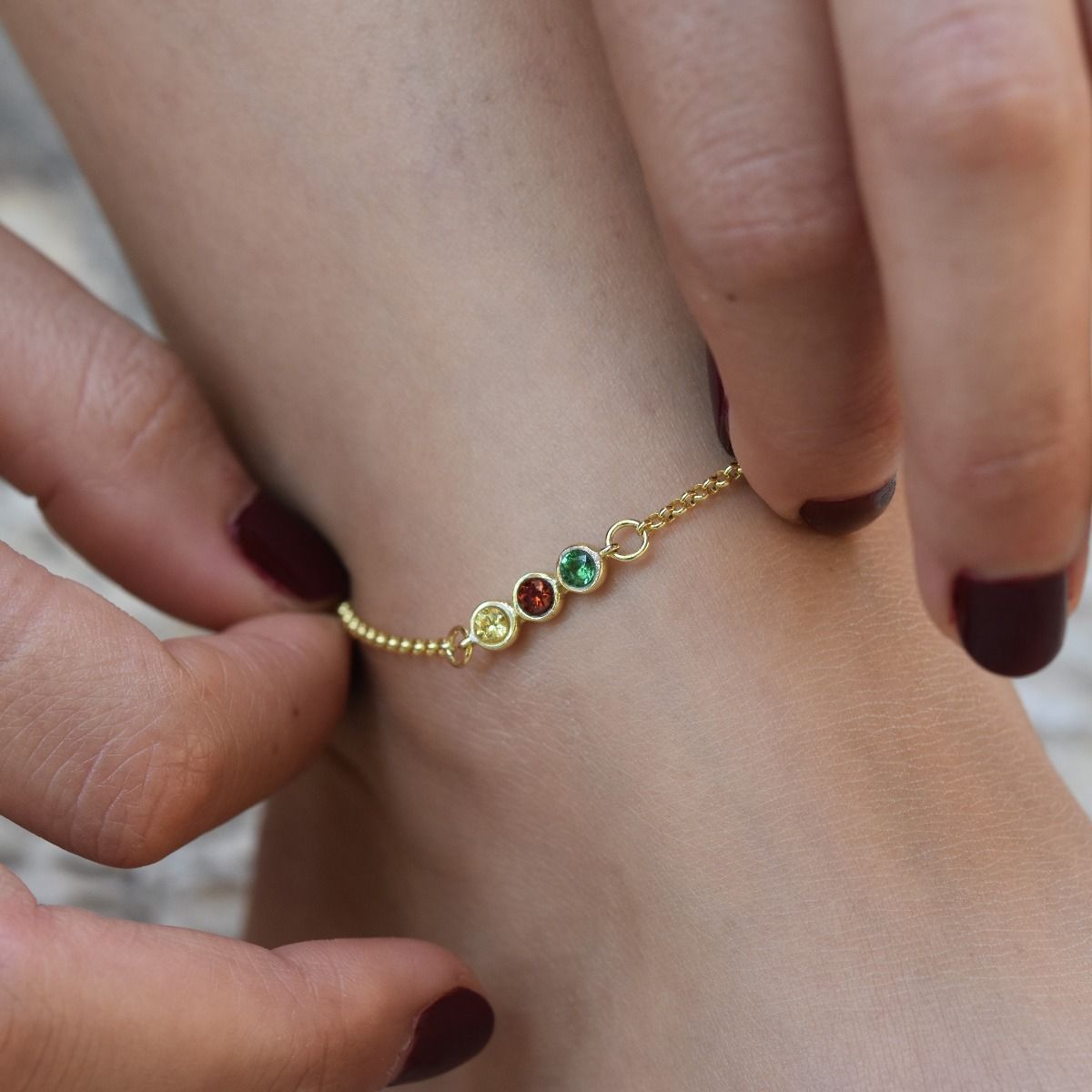 Talisa Stars Birthstone Anklet [18K Gold Plated]