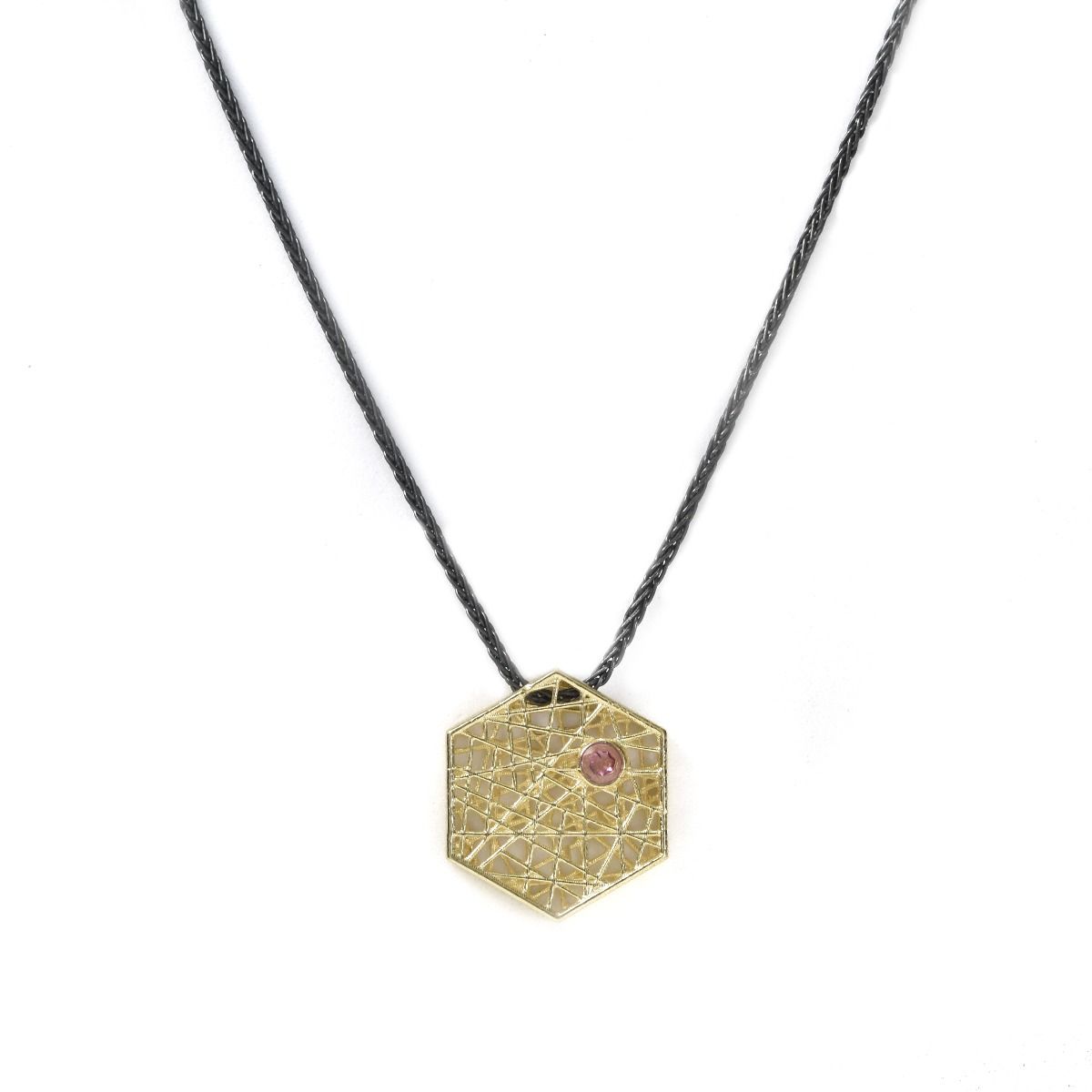 Collier Hexagonal Fils De Vie avec Pierres de Naissance [Or 10 Carats]