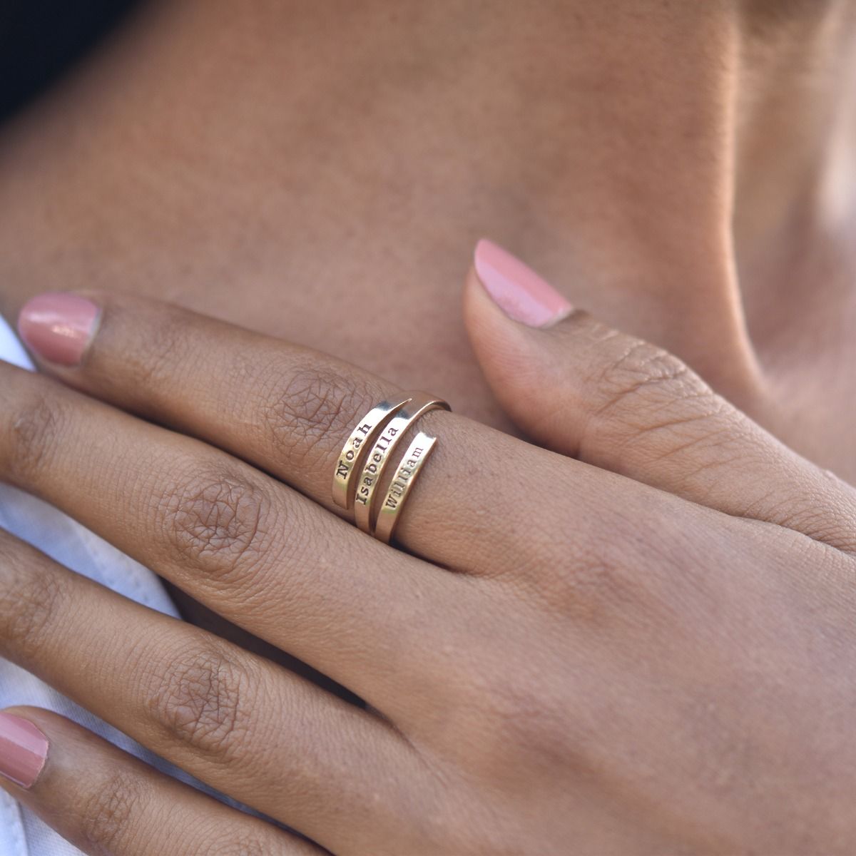 Bague Cygne - 3 Prénoms [Plaqué Or 18ct]