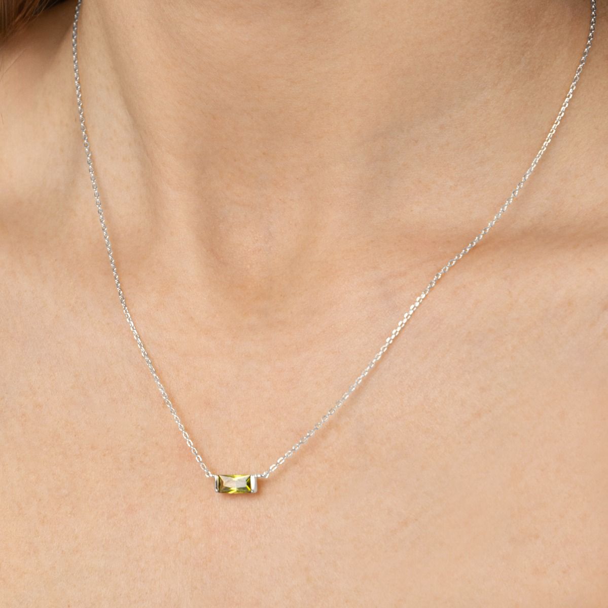 Genuine Emerald Necklace [Sterling Silver]