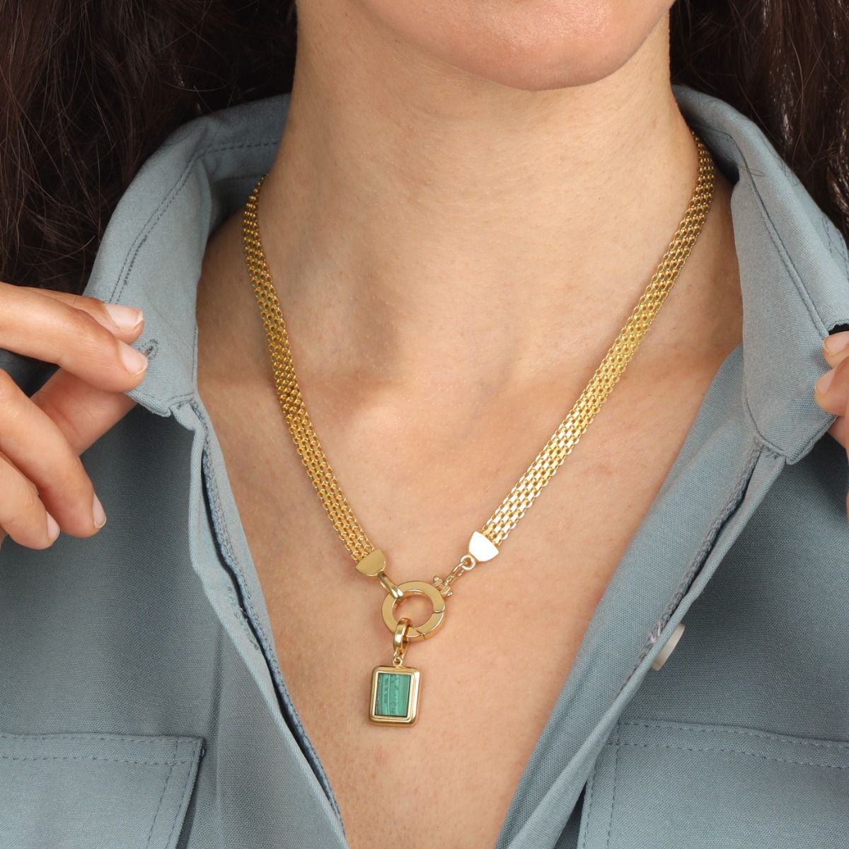 ENEY(エネイ)　HERRINGBONE K18 CHAIN NECKLACE Emma Herringbone Necklace (Gold Plated) for Her - Talisa