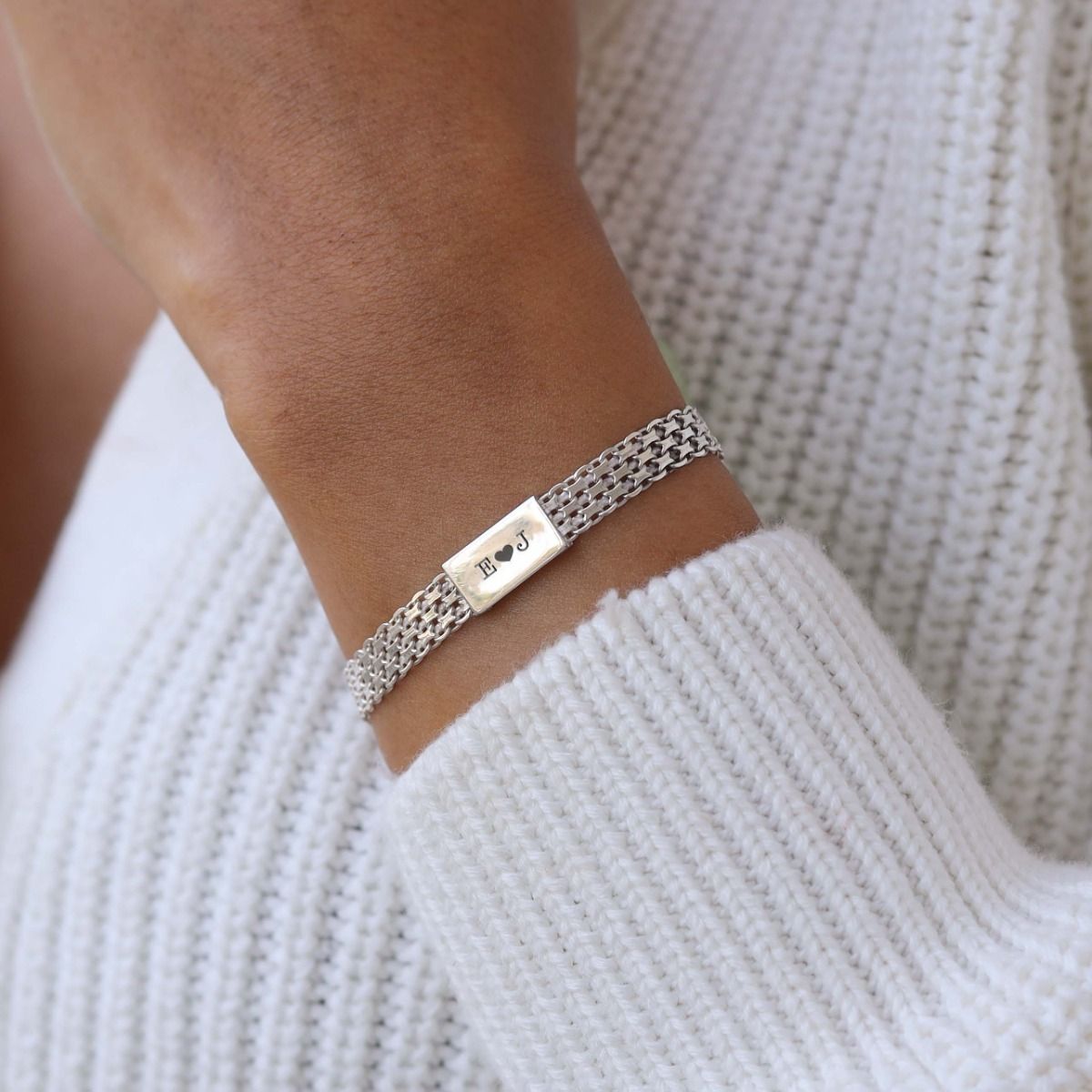 Milanese Chain Initial Bracelet [Sterling Silver]