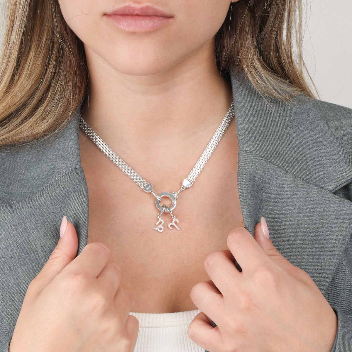 Emma Circle Necklace [Sterling Silver] - with Zodiac Signs