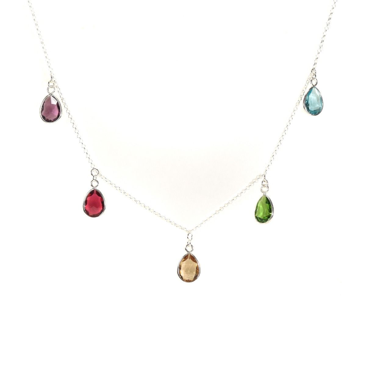 Enchanted Rain Necklace Horizontal - 5 Stones [Sterling Silver]