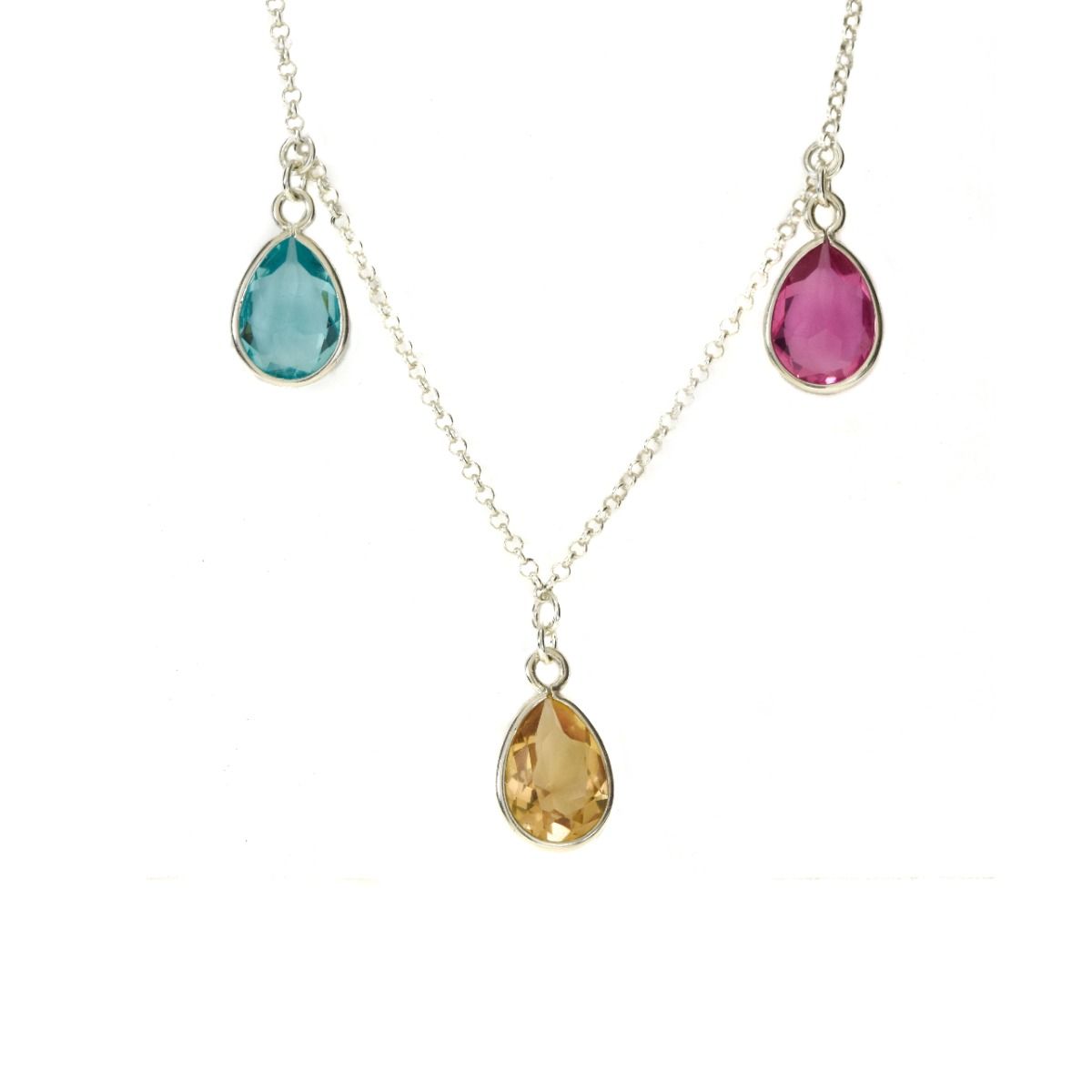Enchanted Rain Birthstone Necklace Horizontal [Sterling Silver]