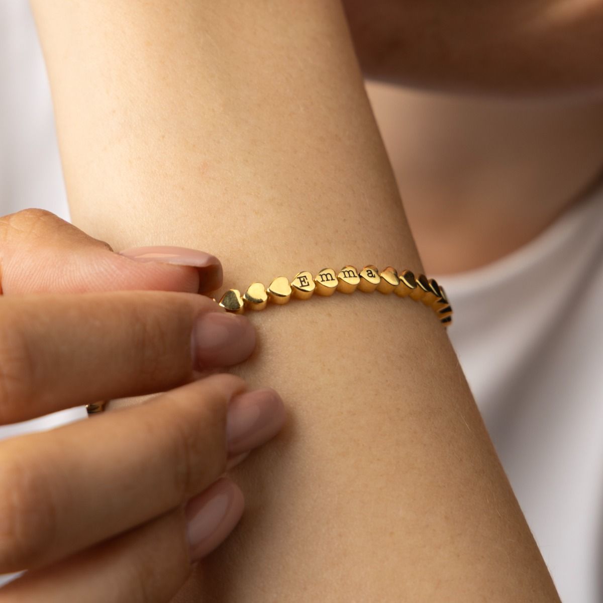 Mia Tennisarmband mit Herz und Initialen [750er Gold Vermeil]