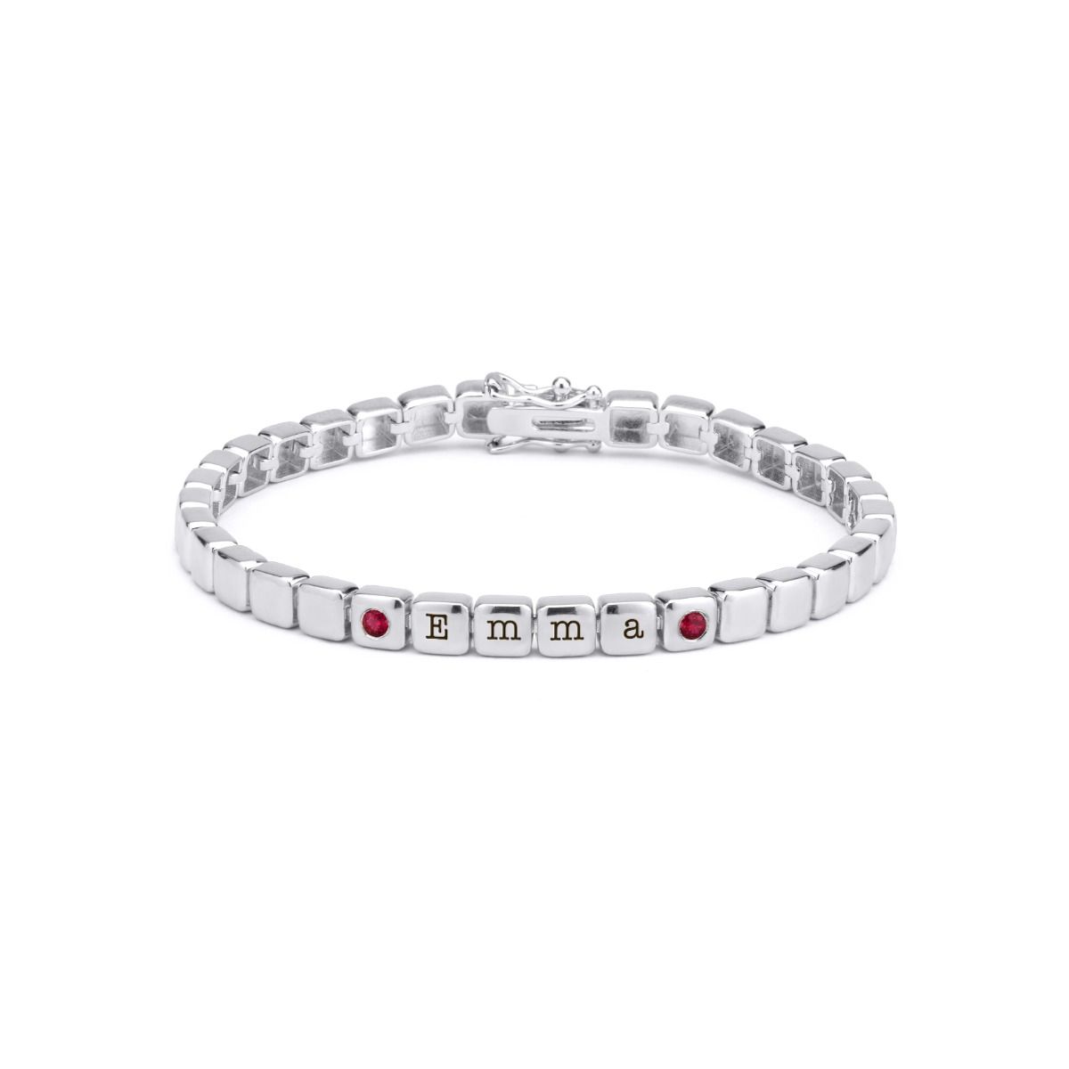 Bracelet à Initiales Mia Tennis Cubique avec Pierres précieuses [Argent 925]